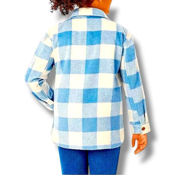 NEW Members Mark Size L (10-12) Blue/White Plaid Shacket Shirt-Jacket Pockets - Picture 2 of 9